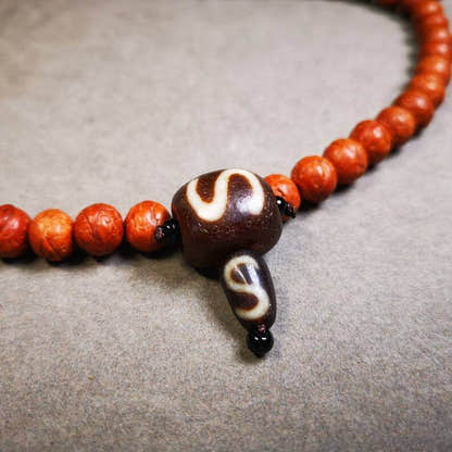 Dzi Guru Bead,T-drilled 3-Hole Mala Bead - Tibetan Buddhist mala beads, view 5