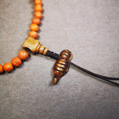 Yak Bone Carved Mala Spacer Bead,1.22" - Tibetan Buddhist mala beads, view 5