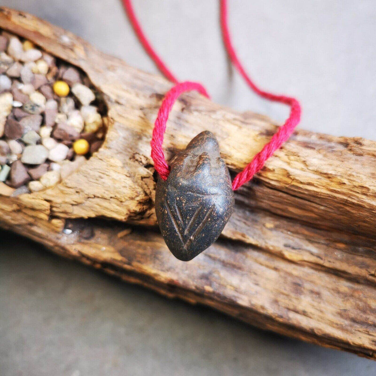 Old Tibetan Niang La Tsa Tsa Statue Amulet, Small Stupa,Pagoda Pendant - Tibetan Buddhist amulet, front view