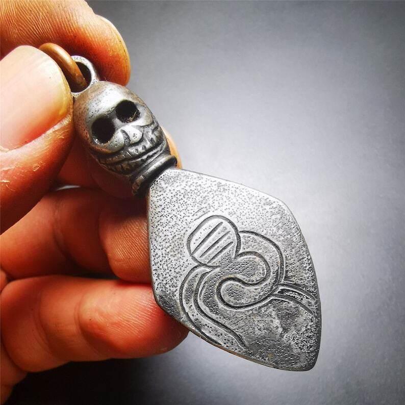 Gandhanra Vintage Skull Sitavana Phurba Amulet,Kila,Kilaka Pendant - Tibetan Buddhist amulet, view 5