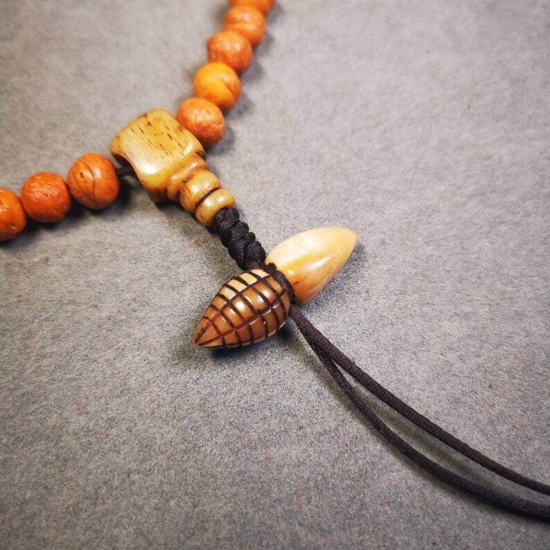 Yak Bone Carved Spacer Bead for Mala,Niang La TsaTsa Statue,Stupa Amulet - Tibetan tsa tsa mold, detailed view