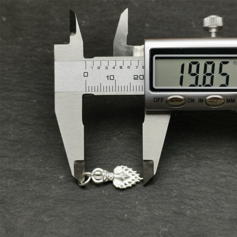 Amulet,Fire Vajra Sword of Manjushri,Sterling Silver,0.8 - Tibetan Buddhist amulet, view 9