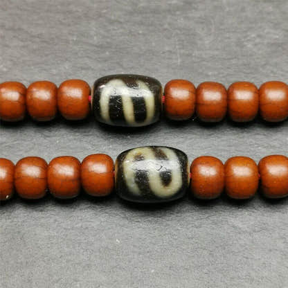 Pair of Dzi Bead 0.47" - Tibetan dzi bead, view 4