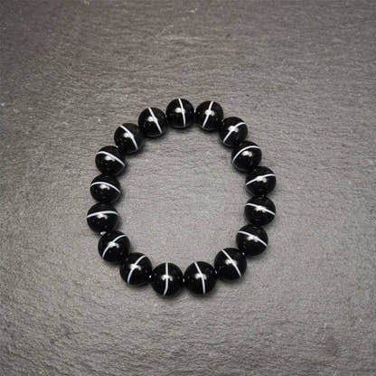 Black Agate Prayer Beads Bracelet - Tibetan Buddhist art, view 12