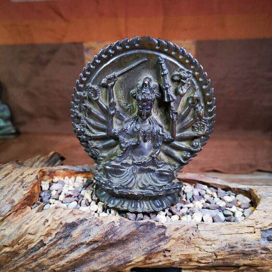 Statue,Thousand Armed Avalokitesvara,Padmapani,Kuanyin - Tibetan Buddhist statue, front view