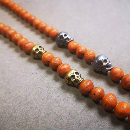 Mala Spacer Beads,Citipati Skull Marker Beads for Prayer Bead Necklace - Tibetan Buddhist mala beads, front view