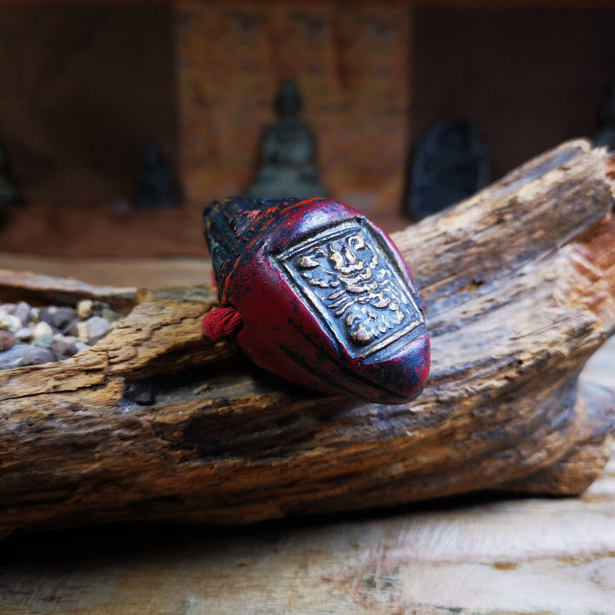 Niang La Tsa Tsa Statue Amulet,Stupa,Pagoda,2.52" - Tibetan Buddhist amulet, view 5