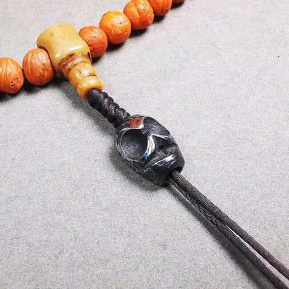 Amulet,Skull Citipati Spacer Pendant Bead for Mala,Necklace,Prayer Bead - Tibetan Buddhist mala beads, view 4