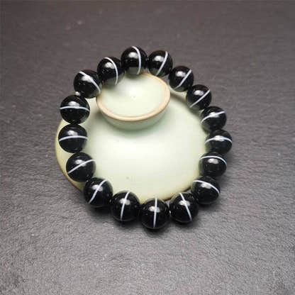 Black Agate Prayer Beads Bracelet - Tibetan Buddhist art, view 4
