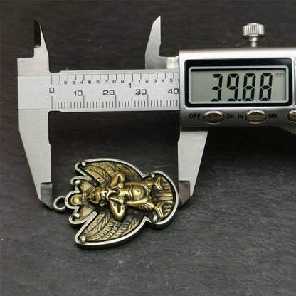 Garuda Pendant,Inlaid Copper Vajra Shell,1.57" - Tibetan Buddhist vajra, size reference