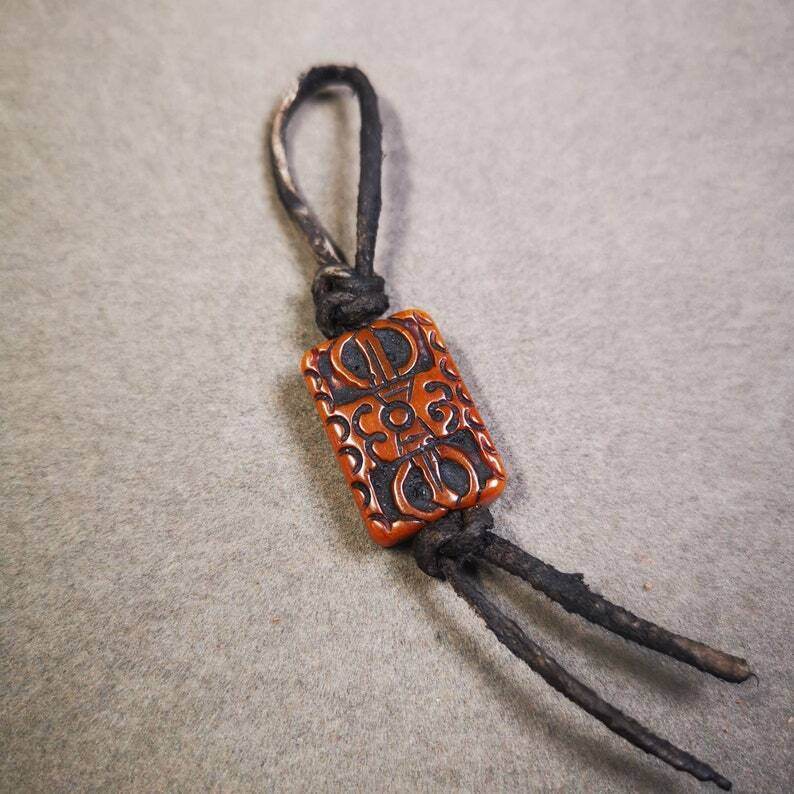 Buddhism Vajra Pendant,Hand Carved Yak Bone Dorje Amulet - Tibetan Buddhist amulet, view 5