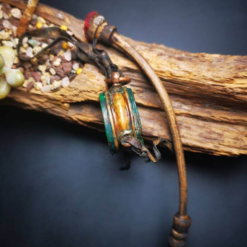Buddhist Yak Bone Carved Damaru Drum,Mini Chod Drum - Tibetan Buddhist art, detailed view