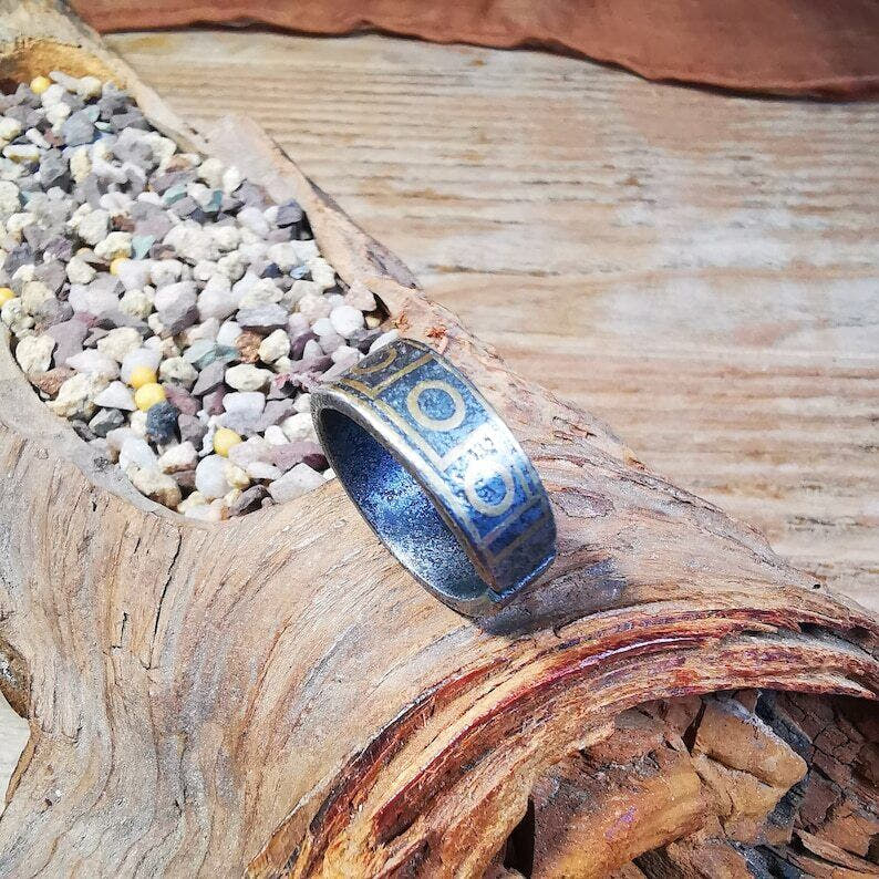 Tibetan Ring,Dzi Totem Ring 0.95" - Tibetan dzi bead, view 7