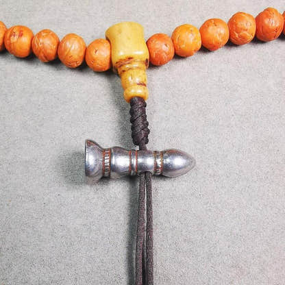 Amulet,Stupa Stamp Pendant for Mala,Bag Hanging,Prayer Bead,1.0" - Tibetan Buddhist mala beads, detailed view