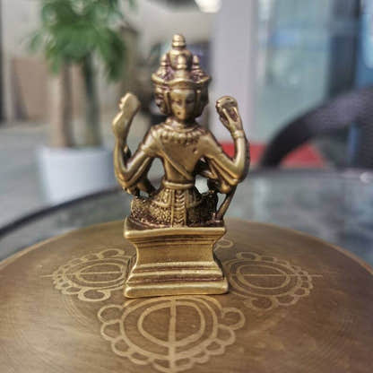 Brahma Statue,Made of Brass - Tibetan Buddhist statue, close-up detail
