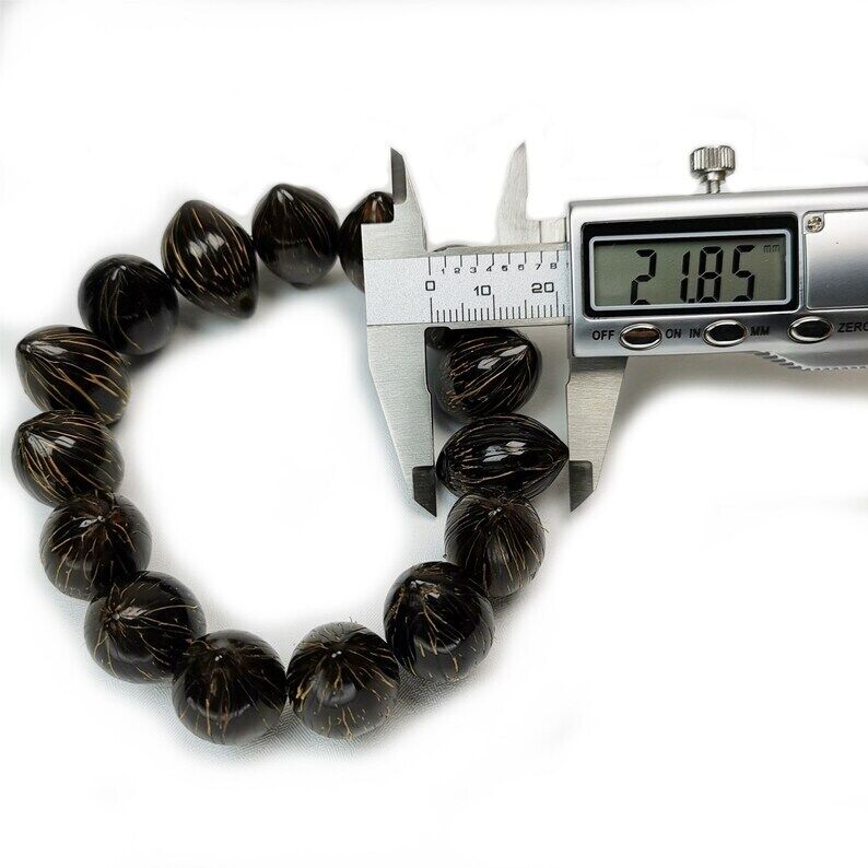 Tibetan Wrist Mala,Lucky Rat Beads,Plam Seed Bead Bracelet Prayer Bead,9" Length - Tibetan Buddhist mala beads, size reference
