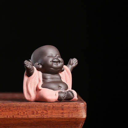 Purple Clay Maitreya Buddha Statues - Tibetan Buddhist statue, detailed view