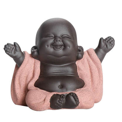 Purple Clay Maitreya Buddha Statues - Tibetan Buddhist statue, close-up detail