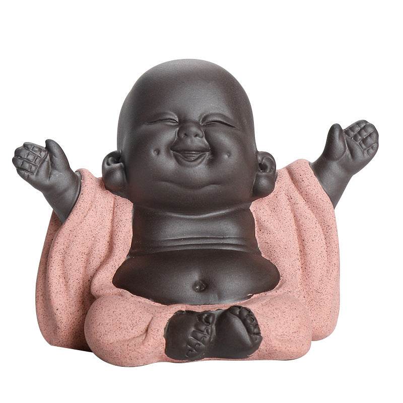 Purple Clay Maitreya Buddha Statues - Tibetan Buddhist statue, close-up detail