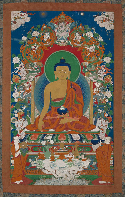Shakyamuni - 18th Century - Tibetan thangka painting, front view