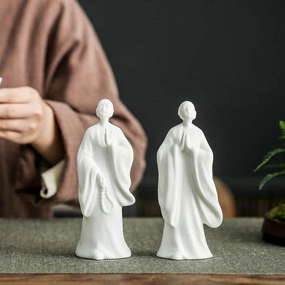 White Porcelain Buddha Statue - Tibetan Buddhist statue, detailed view