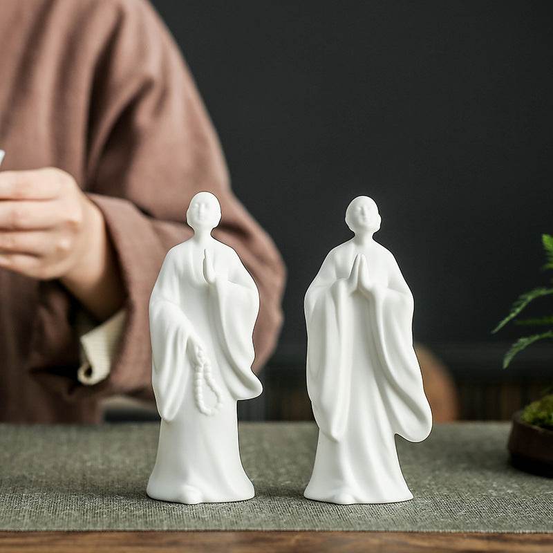 White Porcelain Buddha Statue - Tibetan Buddhist statue, detailed view