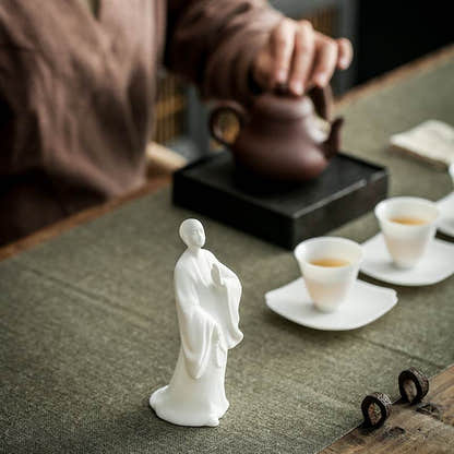 White Porcelain Buddha Statue - Tibetan Buddhist statue, close-up detail