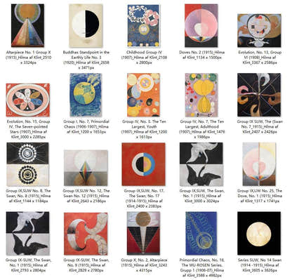 34 Painting Images by Hilma af Klint Swedish, 1862 – 1944 - Tibetan Buddhist thangka, front view