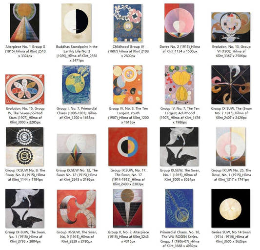 34 Painting Images by Hilma af Klint Swedish, 1862 – 1944 - Tibetan Buddhist thangka, front view