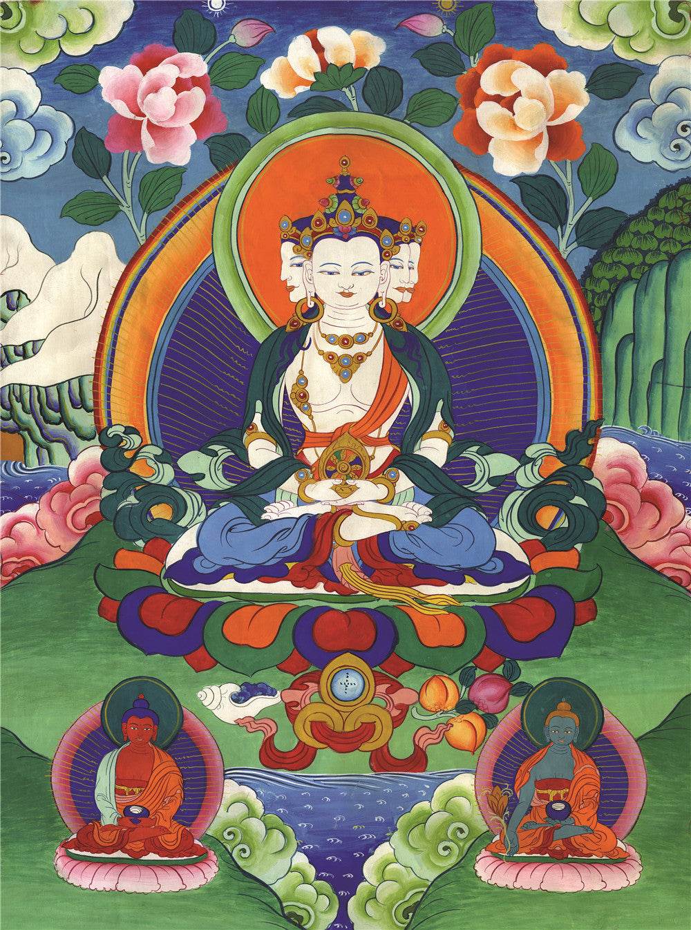 Vairocana - Mahavairocana - 18th Century - Tibetan thangka painting, front view