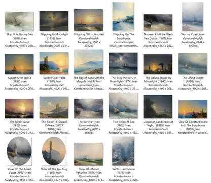 46 Painting Images by Ivan Konstantinovich Aivazovsky Russian, 1817-1900 - Tibetan Buddhist thangka, detailed view