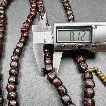 Mala Necklace,Old 8mm 108 Rudraksha Prayer Beads - Tibetan Buddhist mala beads, size reference