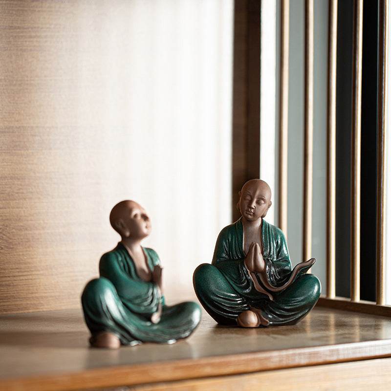 Ceramic Meditation Buddha Statue - Tibetan Buddhist statue, detailed view