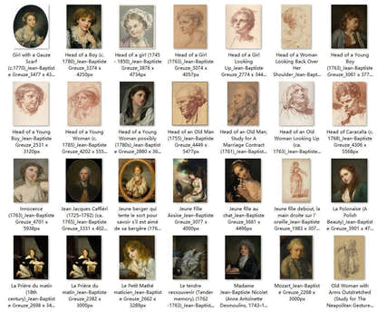 107 Painting Images by Jean-Baptiste Greuze French, 1725-1805 - Tibetan Buddhist thangka, detailed view
