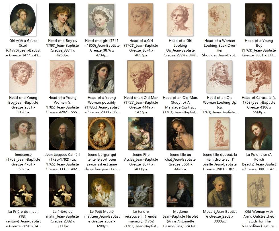 107 Painting Images by Jean-Baptiste Greuze French, 1725-1805 - Tibetan Buddhist thangka, detailed view