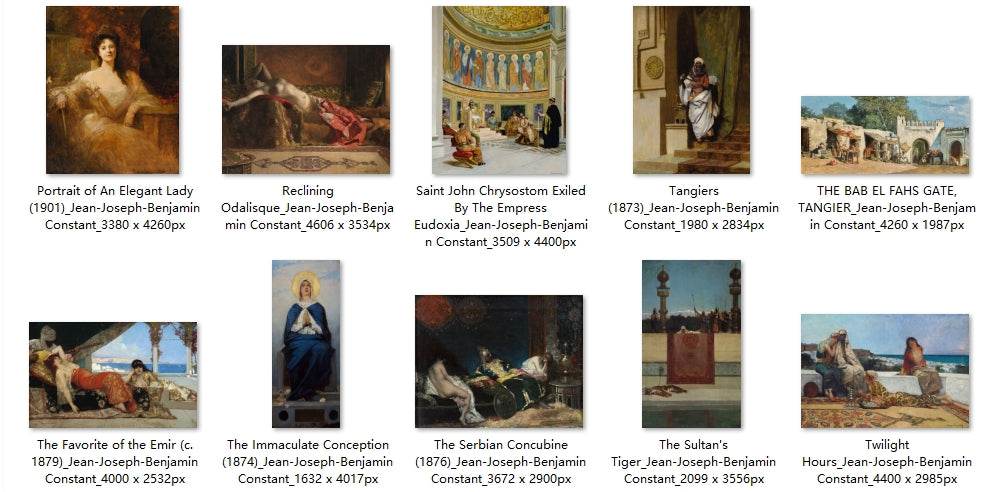 25 Painting Images by Jean-Joseph-Benjamin Constant French, 1845 - 1902 - Tibetan Buddhist thangka, detailed view