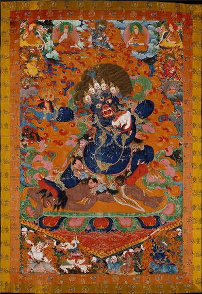 Mahakala - Tibetan thangka painting, front view