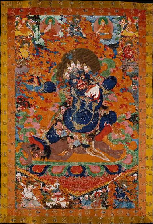 Mahakala - Tibetan thangka painting, front view
