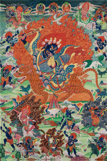 Guru Rinpoche Image - Tibetan thangka painting, front view