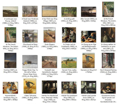 41 Painting Images by L.A. Ring Danish, 1854 – 1933 - Tibetan Buddhist thangka, front view