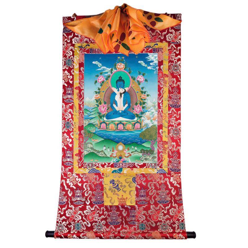 Samantabhadra in Yab Yum - Tibetan thangka painting, detailed view