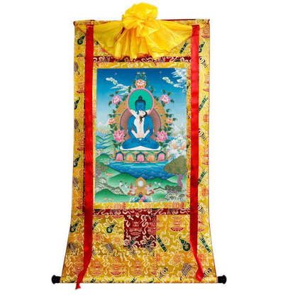 Samantabhadra in Yab Yum - Tibetan thangka painting, close-up detail