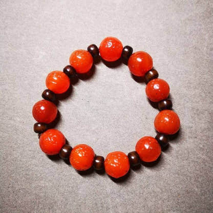Nanhong Red Agate Bracelet,Amulet Mala Bracelet - Tibetan Buddhist mala beads, size reference