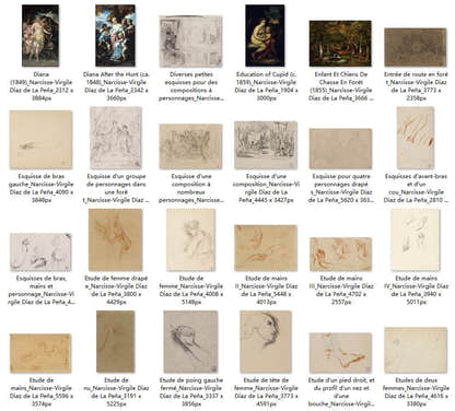 122 Painting Images by Narcisse-Virgile Diaz de La Peña French, 1808 - 1876 - Tibetan Buddhist thangka, detailed view