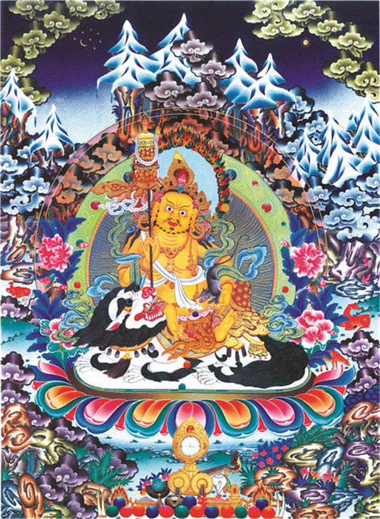 Vaisravana Image - Tibetan thangka painting, front view