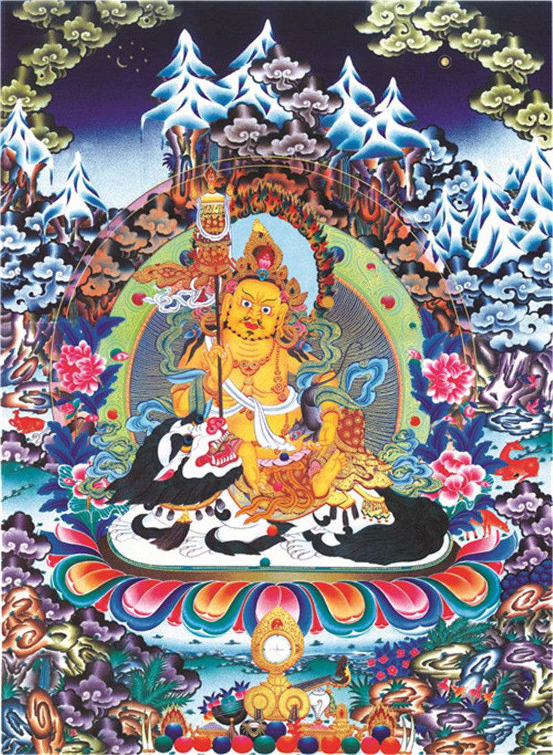 Vaisravana Image - Tibetan thangka painting, front view