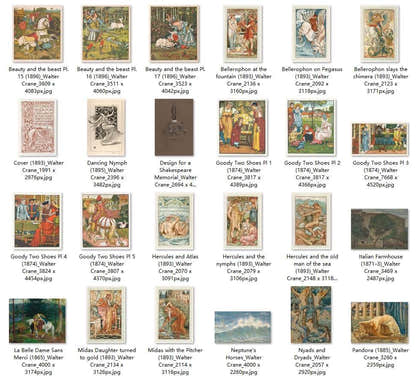 75 Painting Images by Walter Crane English, 1845 - 1915 - Tibetan Buddhist thangka, detailed view