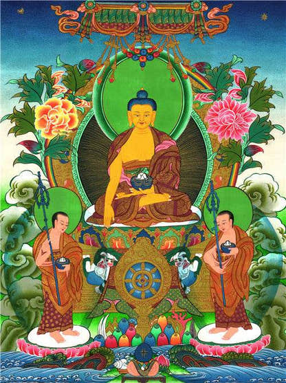 Shakyamuni Image - Tibetan thangka painting, front view