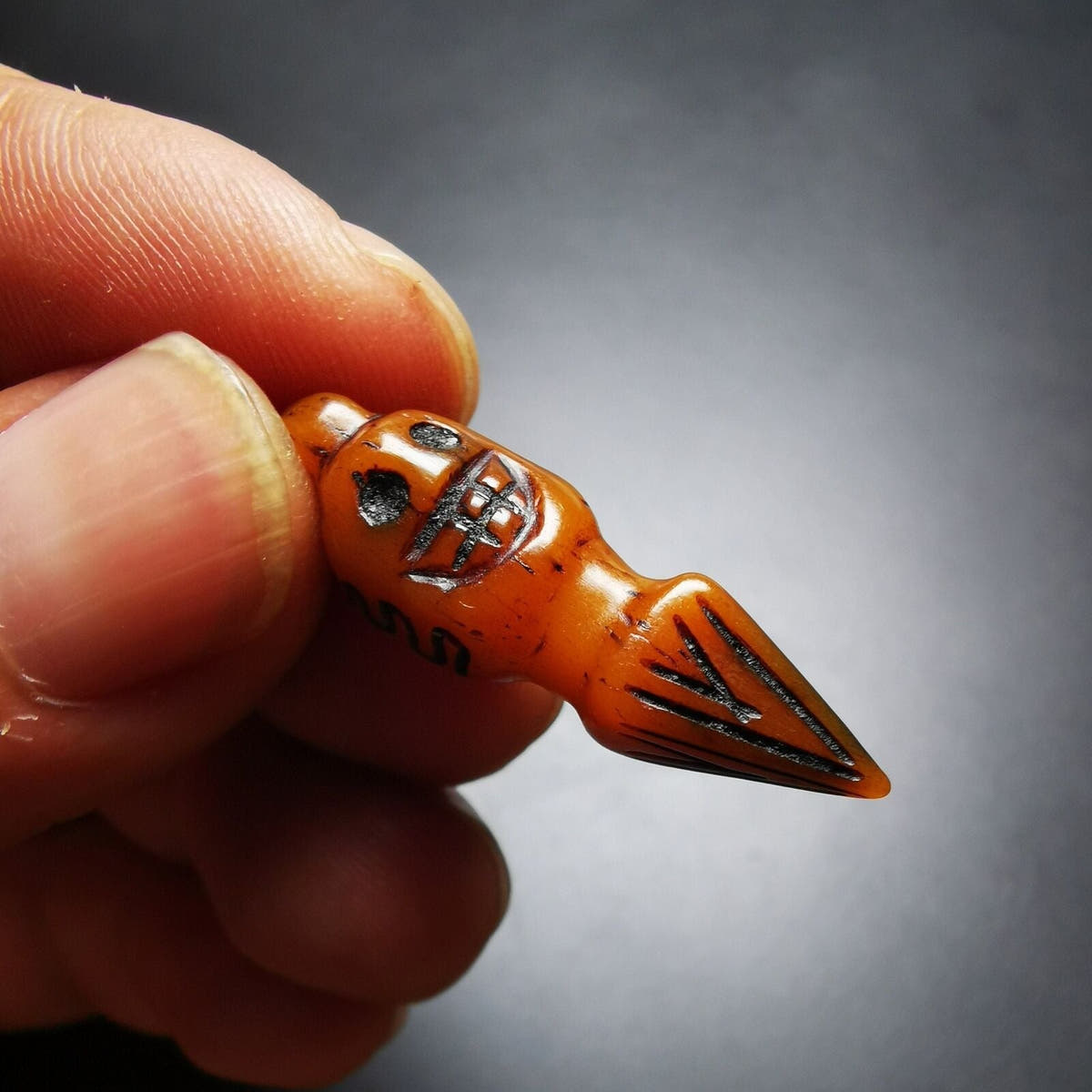 Amulet,Yak Bone Phurba Pendant 1.22" - Tibetan Buddhist amulet, view 8