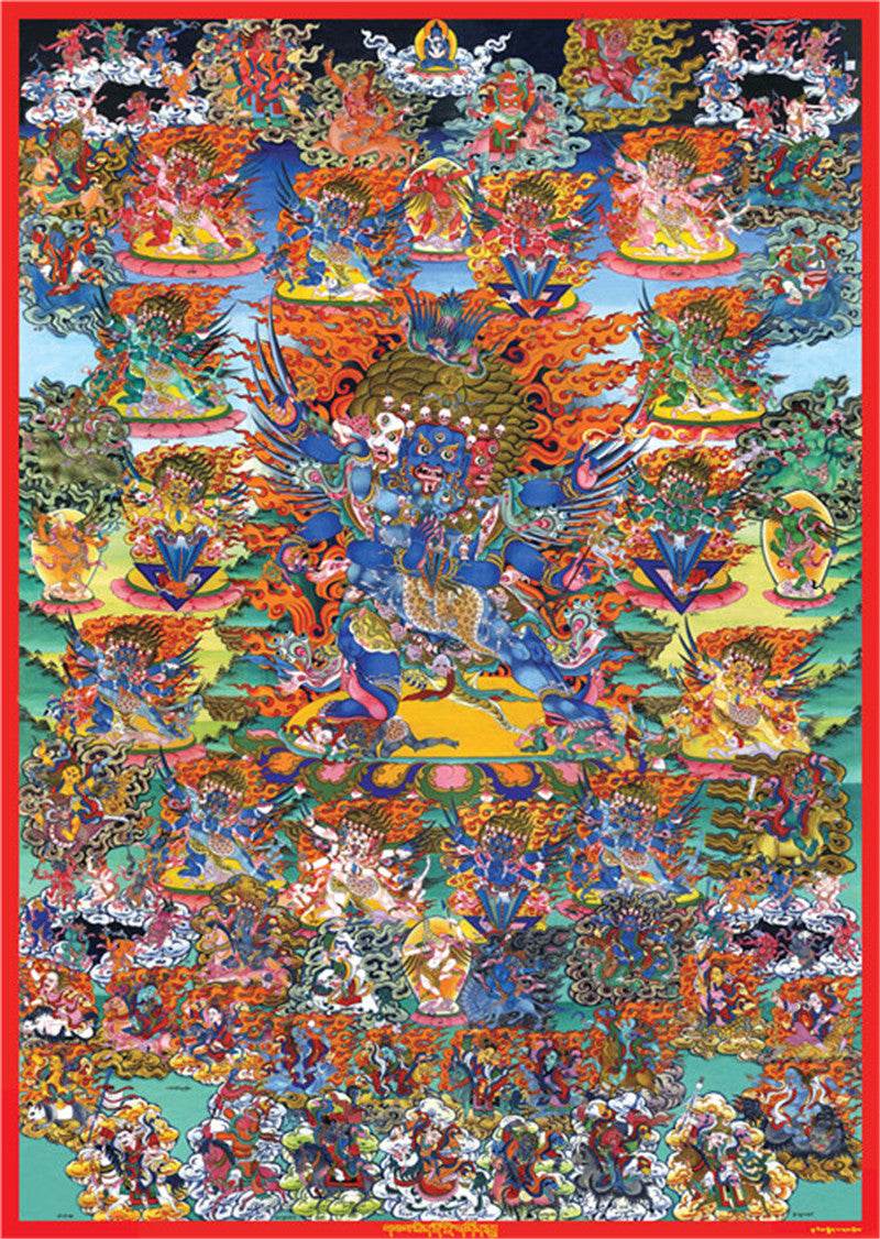 Vajrakilaya Image - Tibetan thangka painting, front view